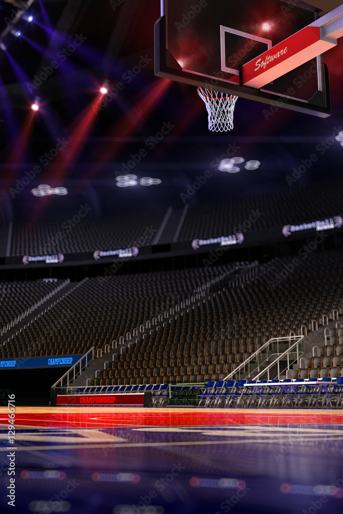 篮球场。运动场。照片真实的三维渲染背景。远距离模糊（像倾斜）