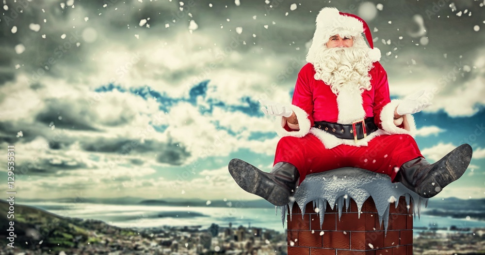 可疑圣诞老人独自坐着的合成图像