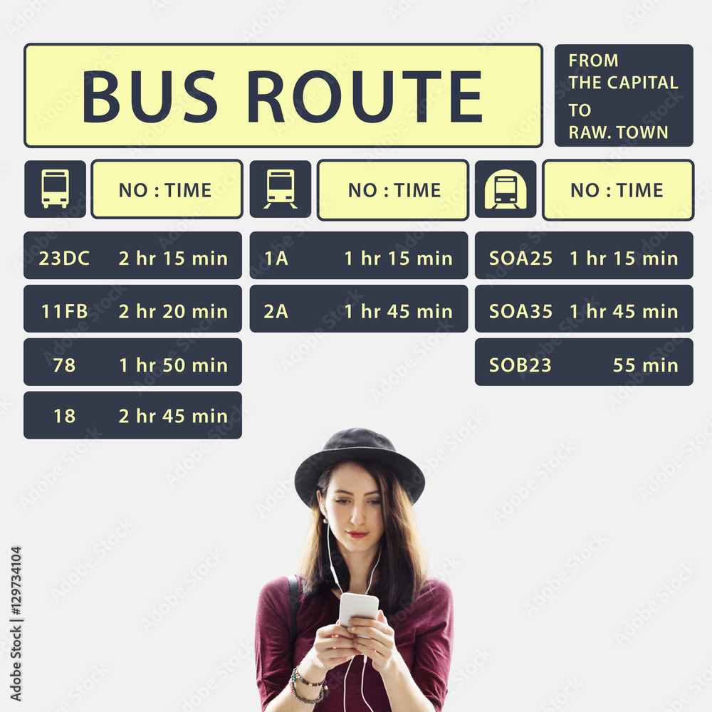 巴士路线快速终点站时间表概念