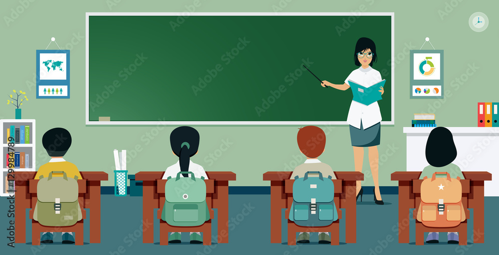 老师在教室里教学生。