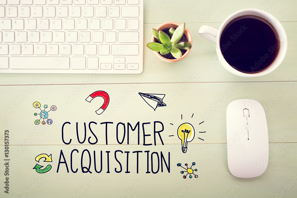 Customer Acquisition concept with workstation
