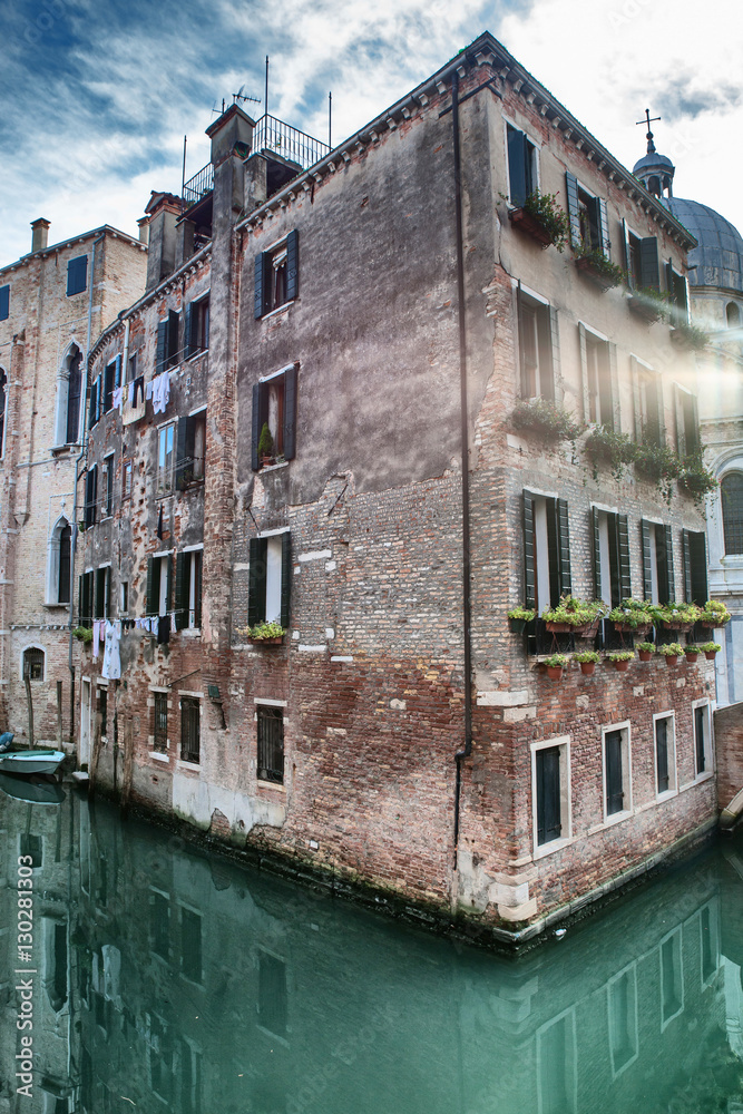 one of venice channel with old walls
