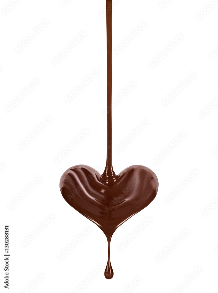 热巧克力流，呈心形，有一滴白b