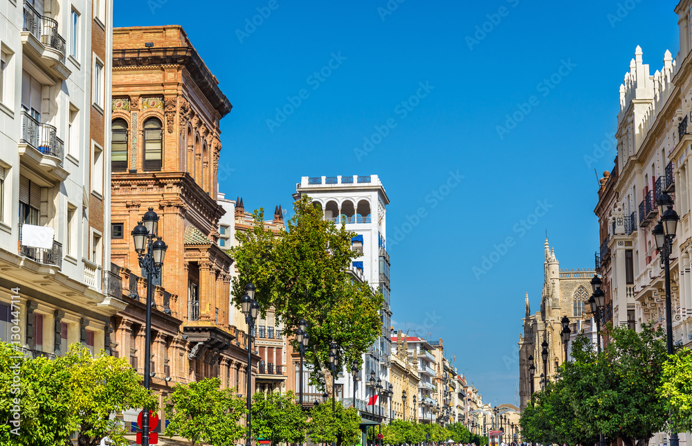 Buildings in the city centre of Seville, Spain