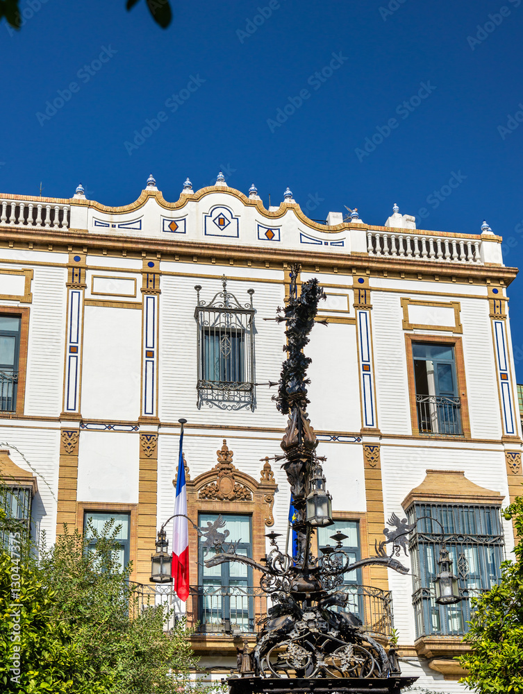 Buildings in the city centre of Seville, Spain