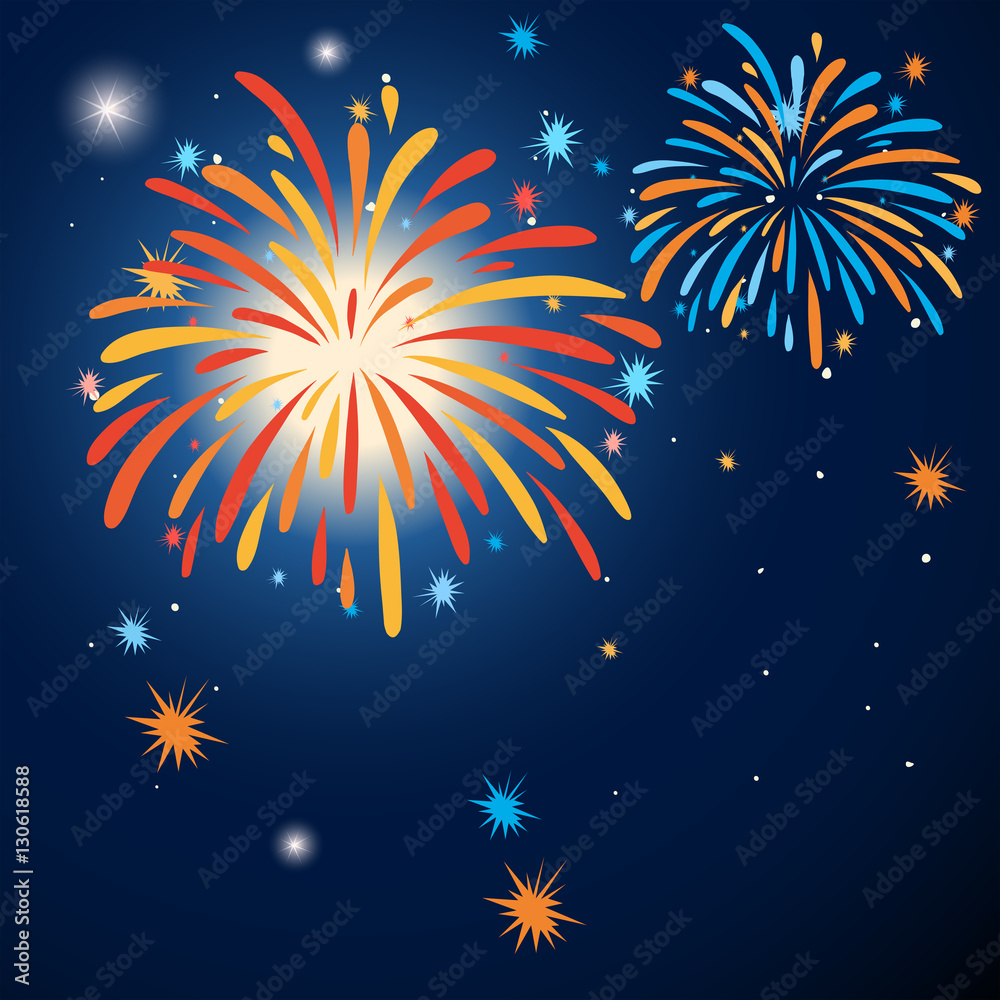Background design with colorful fireworks