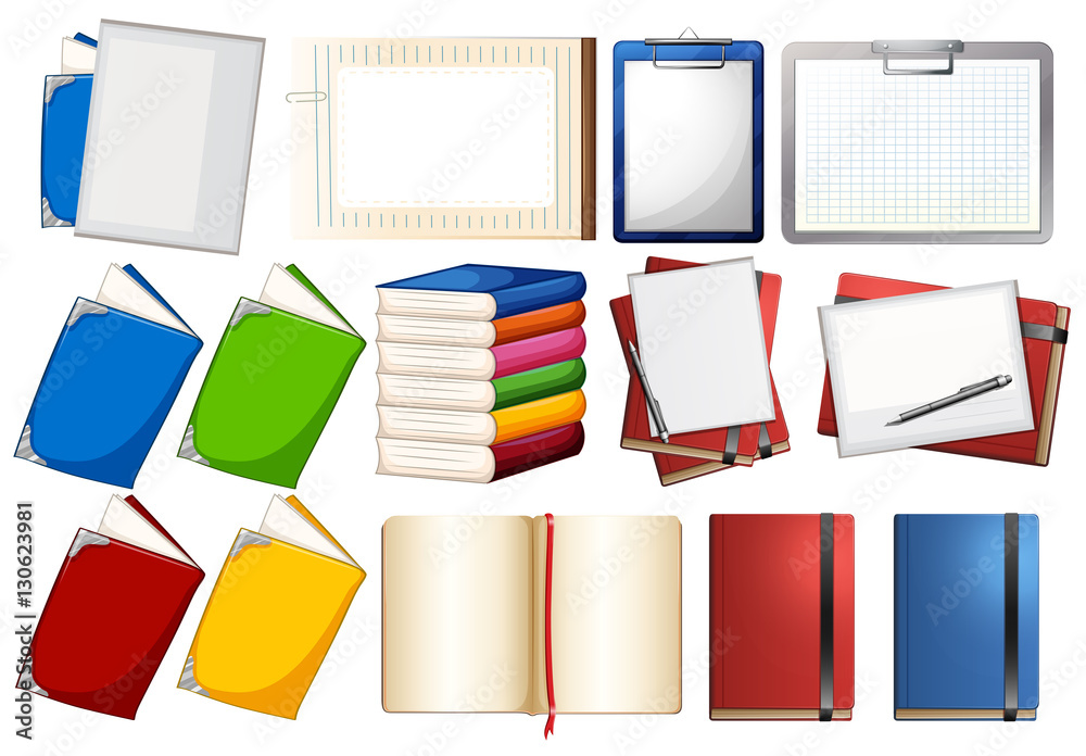 Different designs of books and papers