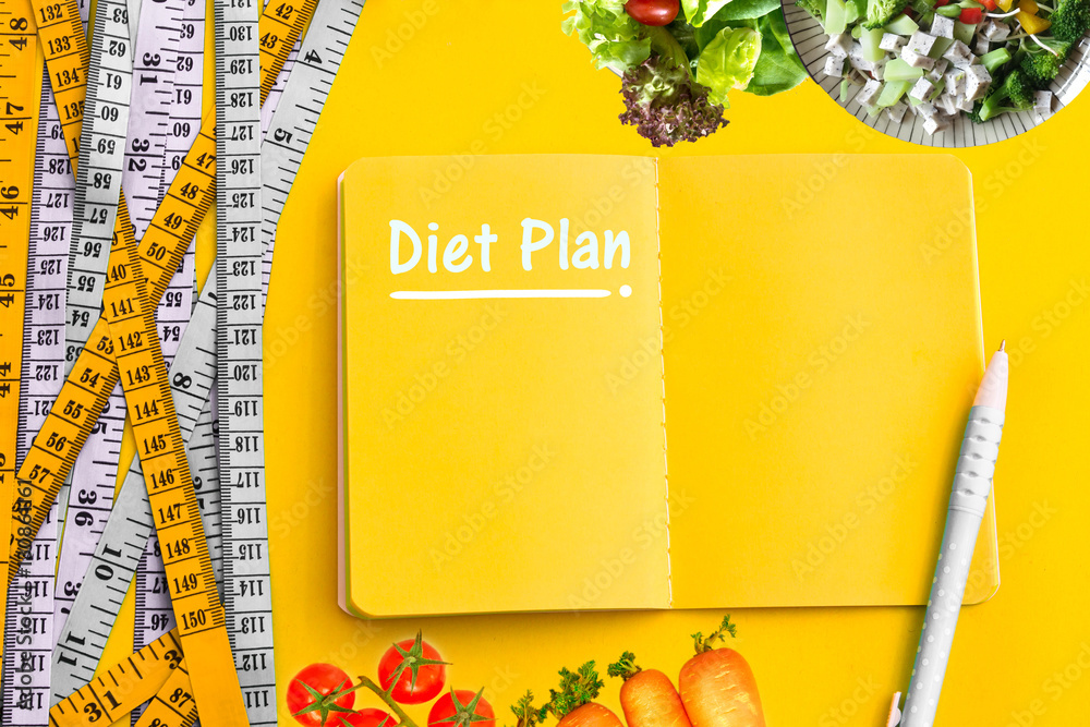 Diet control concept background. Colorful of Measuring tape 