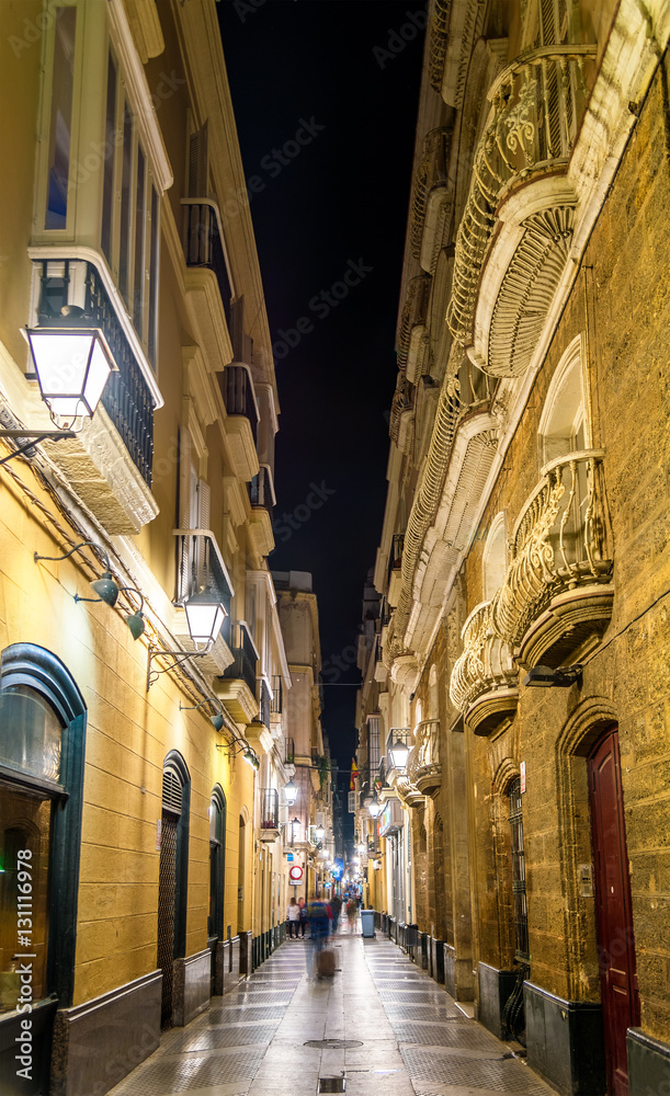 Narrow street in the old town of Cadiz - Spain