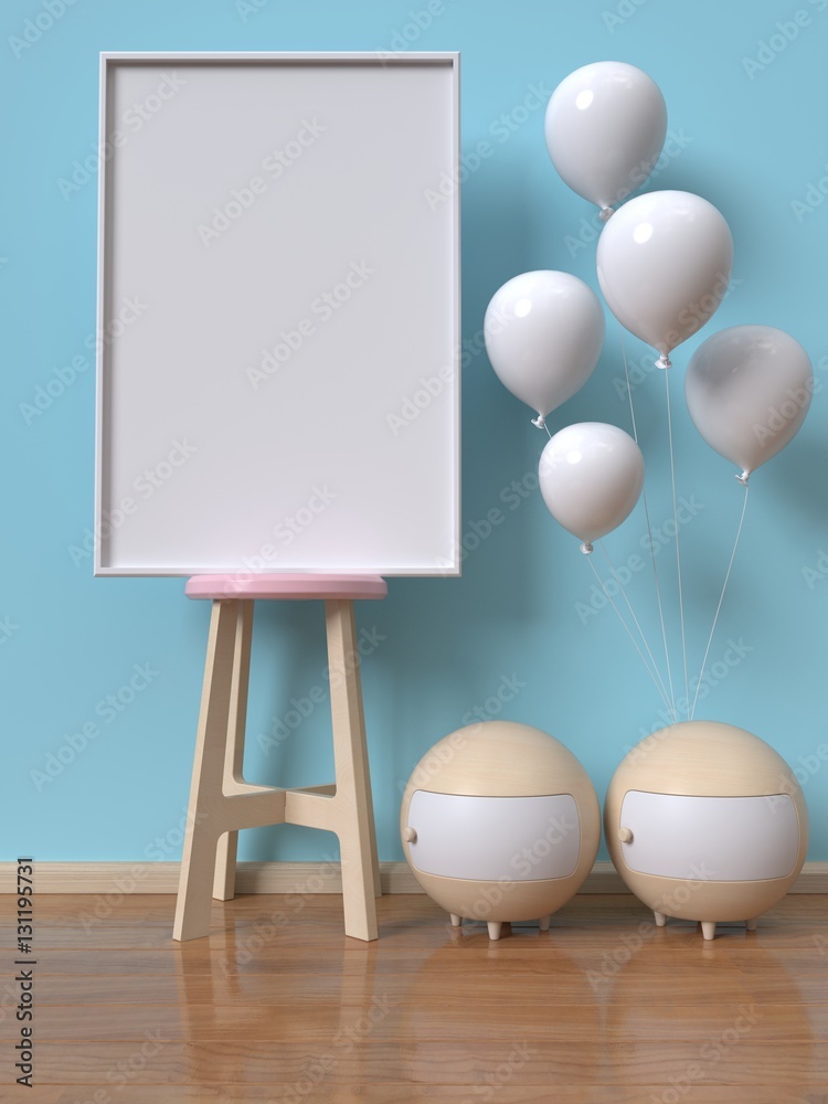 Spacious rooms with a balloon frame,3D rendering