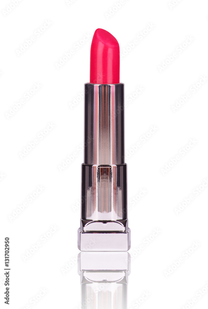 bright red lipstick isolated on white background