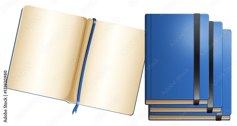 不同尺寸的蓝色笔记本