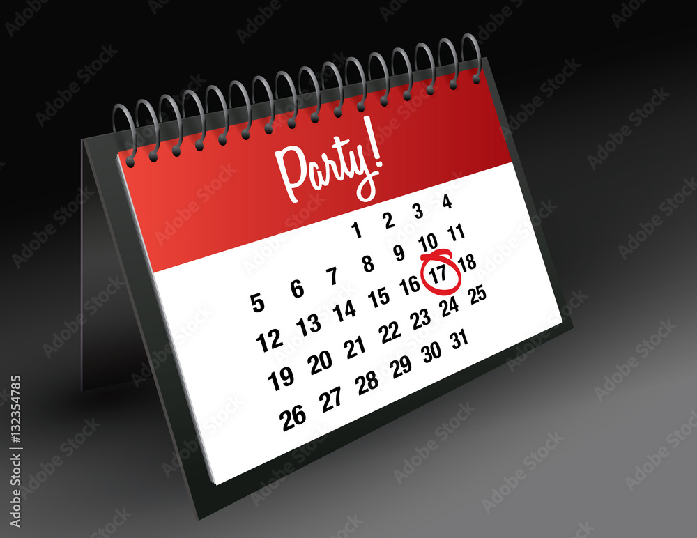 Party Day mark on calendar, vector illustration