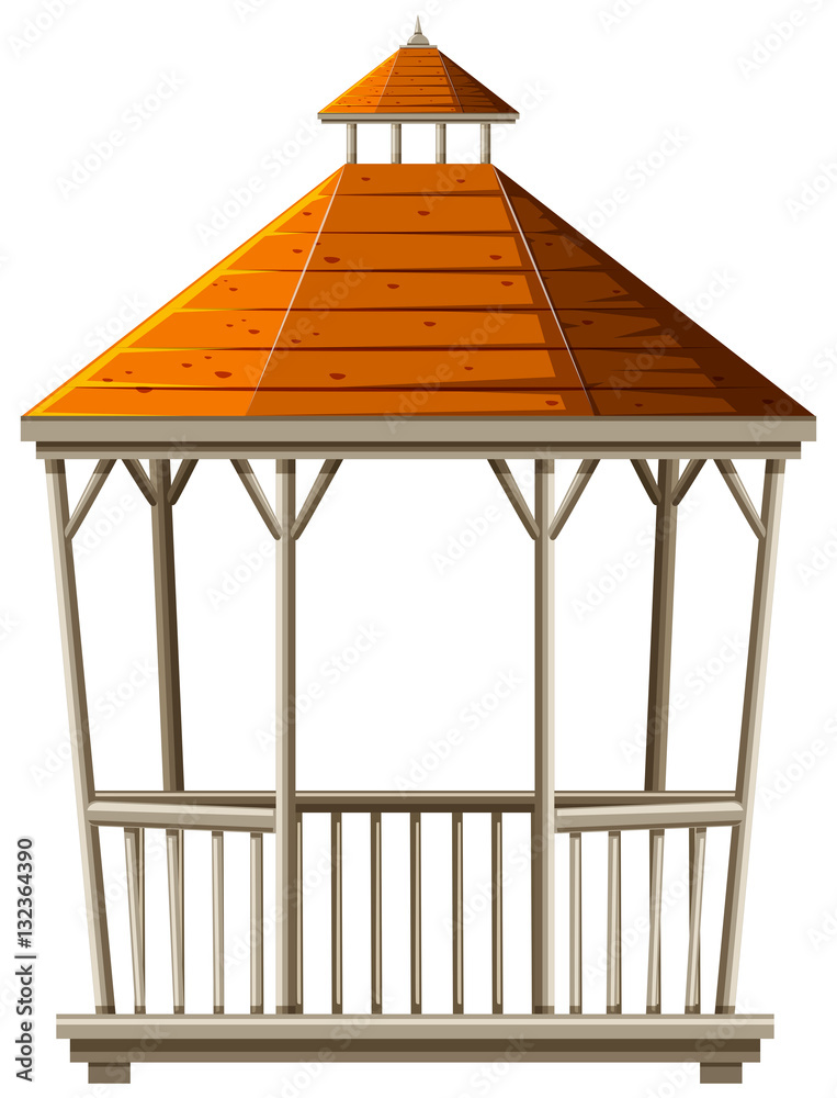 Wooden pavilion with orange roof