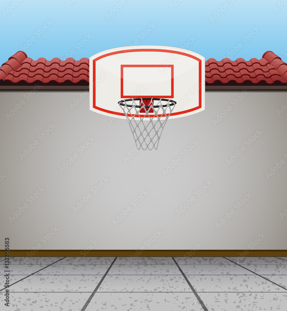 Basketball goal on the roof