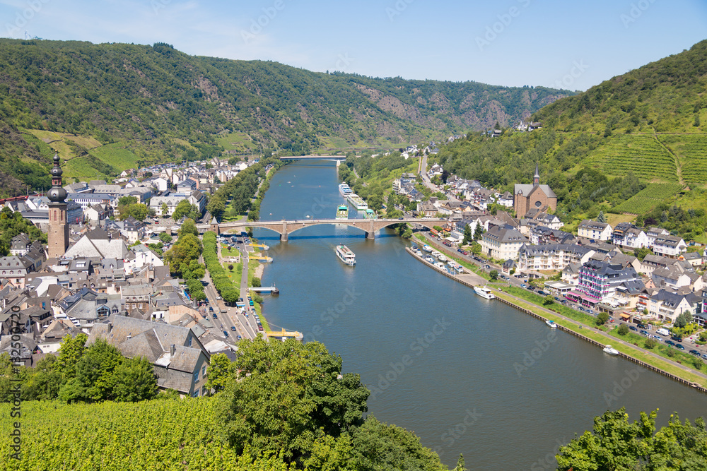Aerial view at Cochem and river Moselle in Germany