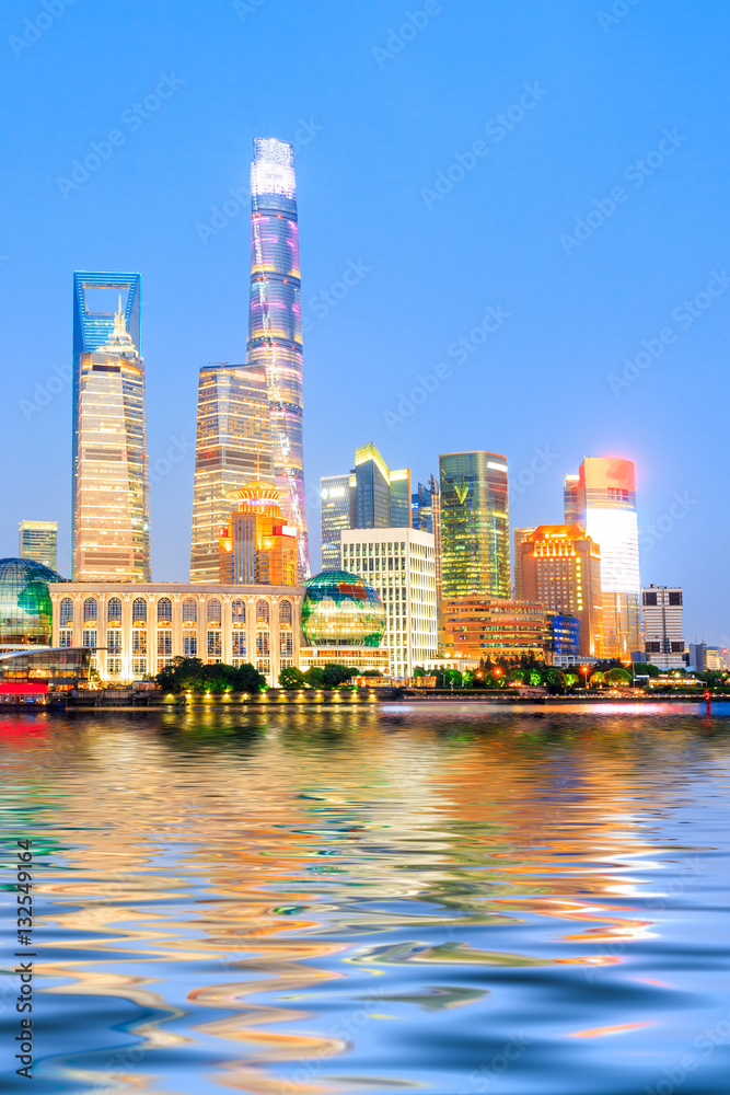 Beautiful Shanghai skyline at night,modern urban background