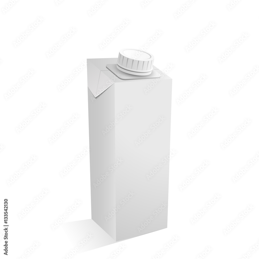 Template cardboard packaging for milk or juice, vector, isolated on white