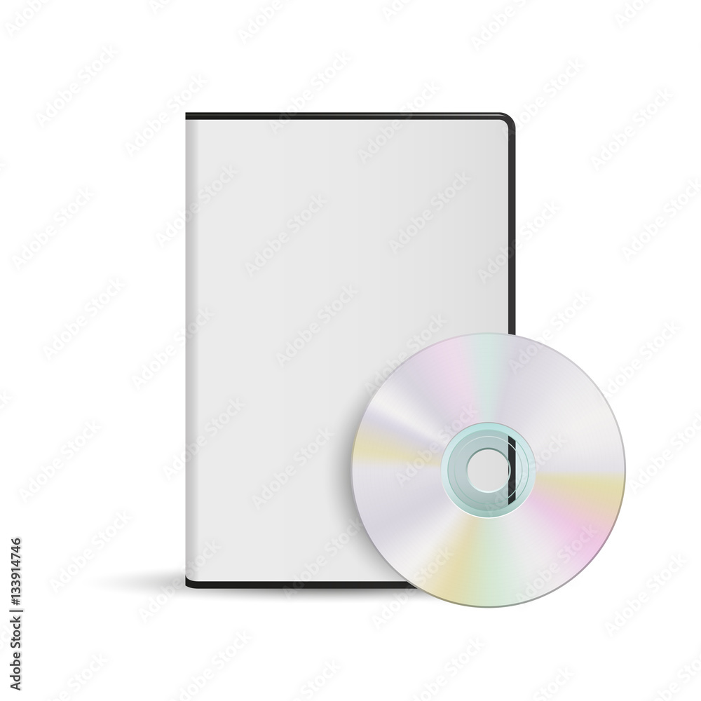 DVD disc and box template for your design, vector, isolated on white