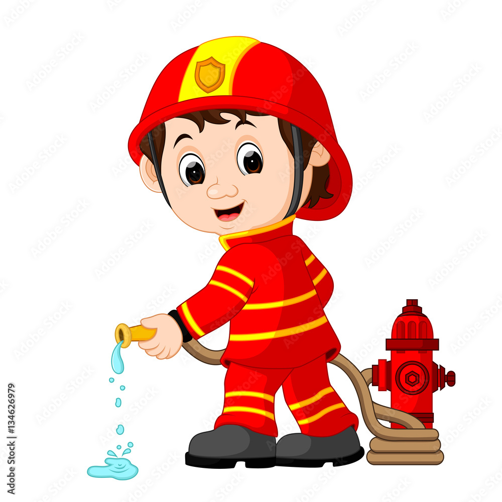 可爱的消防员卡通