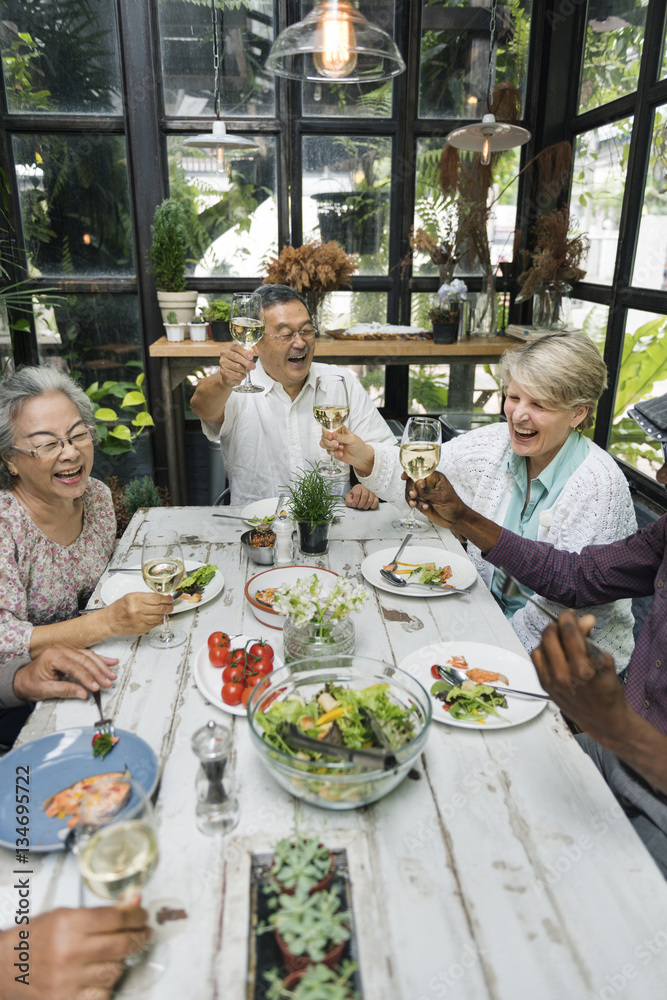 Group of Senior Retirement Meet up Happiness Concept