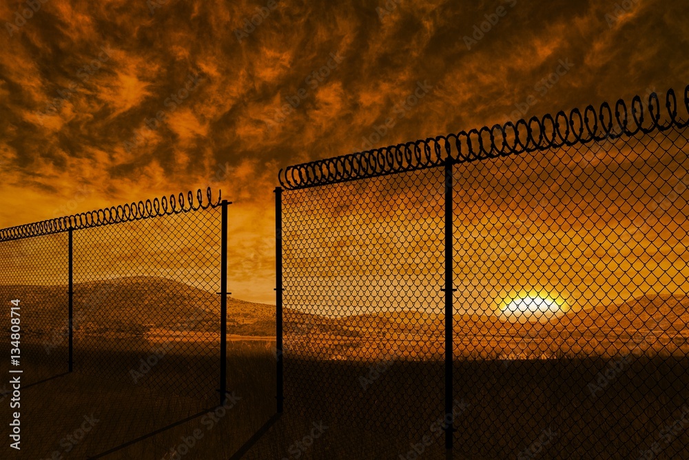 Composite image of chainlink fence against white background 3d