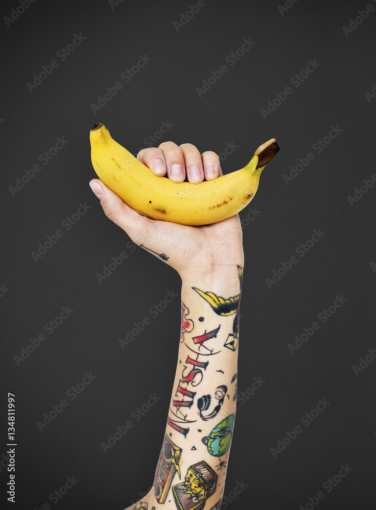 Tattoo Banana Fruit Ripe Tropical Vitamin Organic Concept