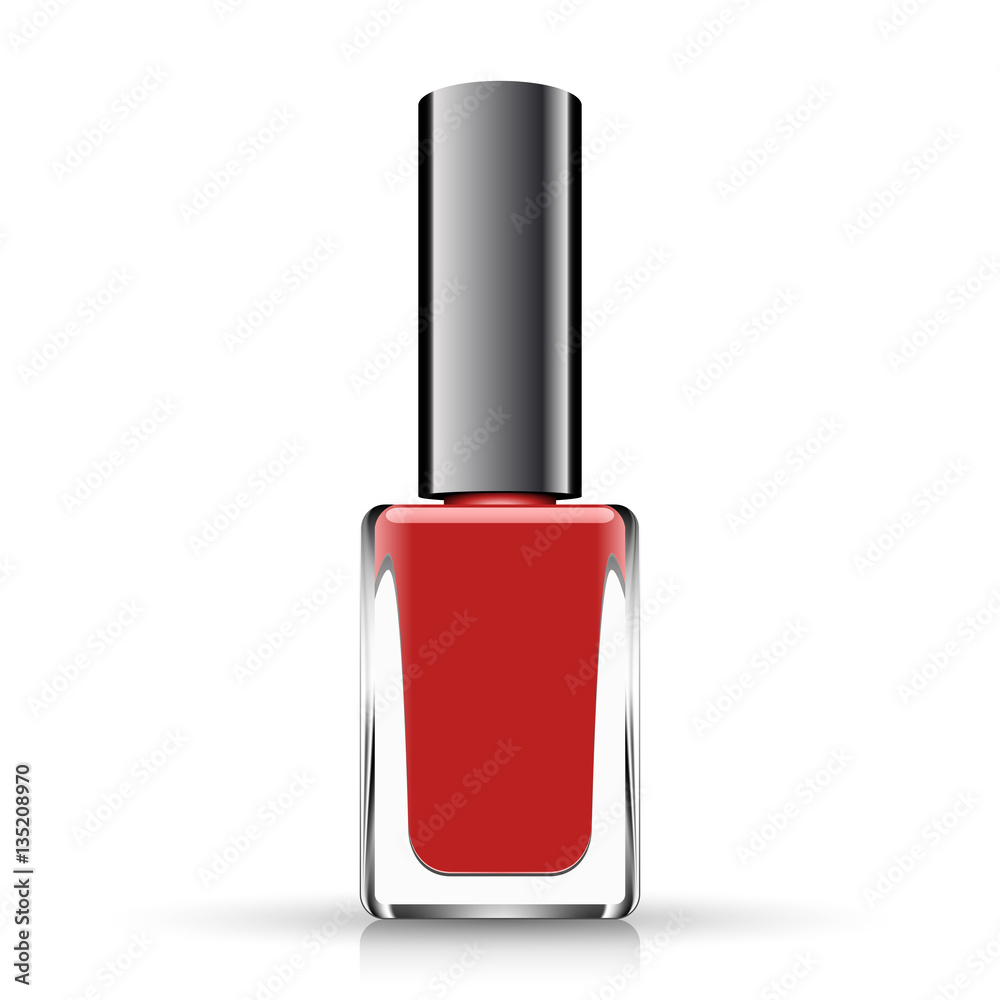 Red neil polish isolated on white, vector illustration