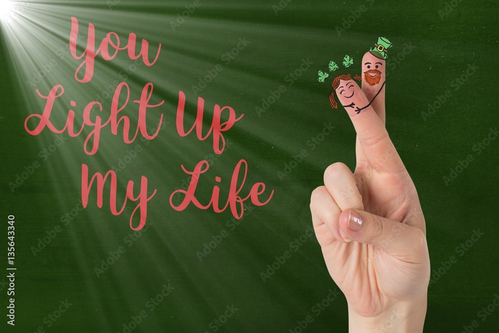 Fingers with smiley face and love message