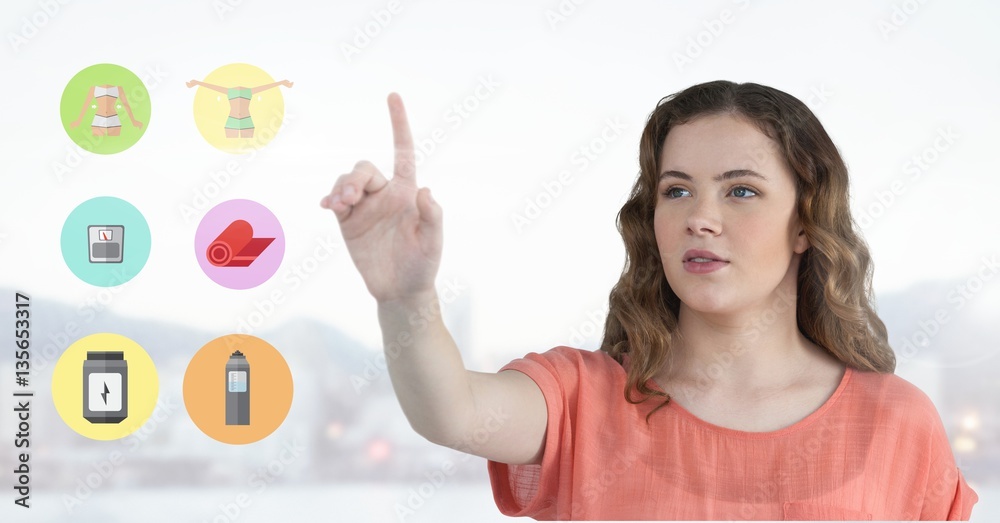 女性触摸数字生成的应用程序图标