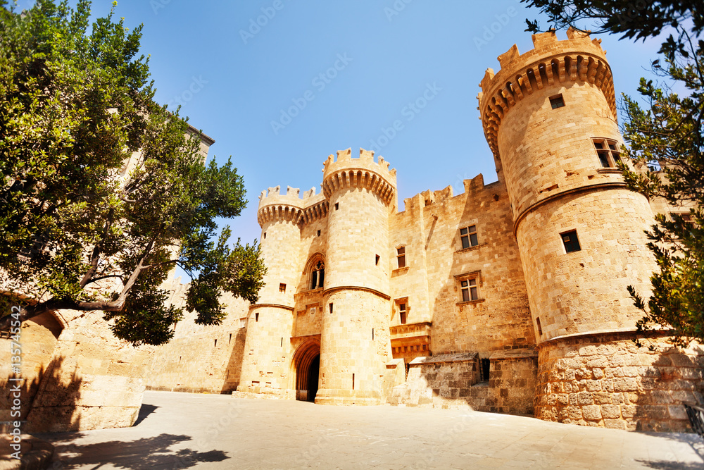 The face of Castello Palace on Rhodes Island