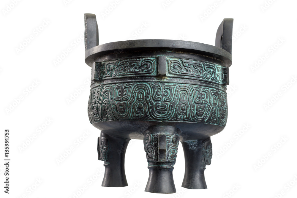 isolated bronze vessel on white background