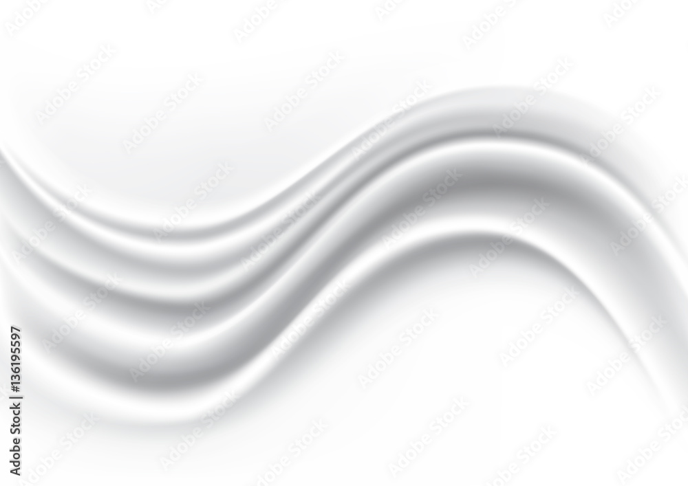White Wave Silk Fabric Abstract Background, Vector Illustration