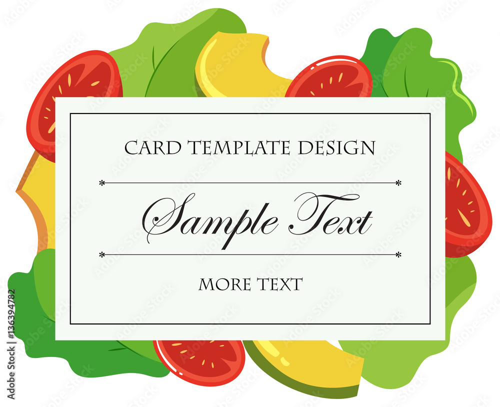 Card template with vegetables