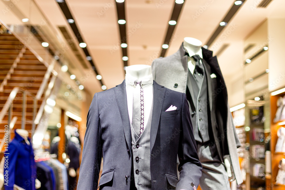 beautiful businessman suit in modern shopping mall