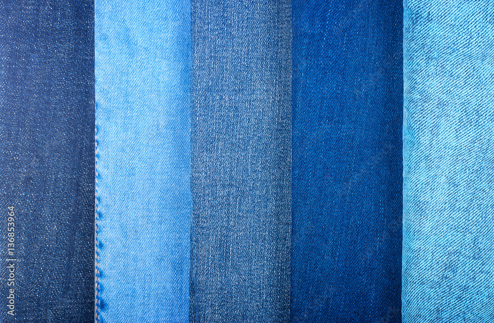 background of different blue jeans