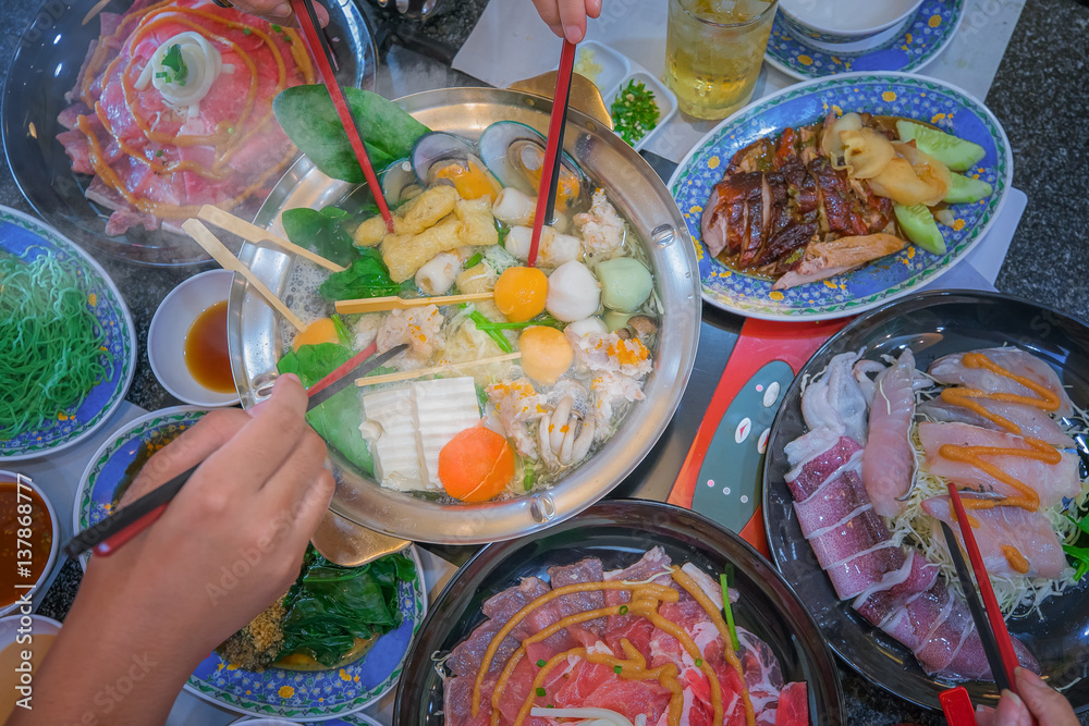 Family marty with sukiyaki