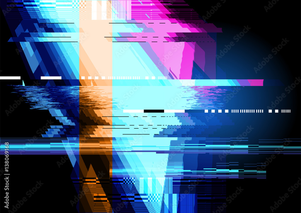 Glitch and distorted texture pattern background. Vector illustration