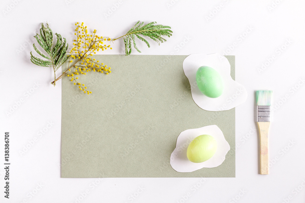 Easter concept on white background top view mockup