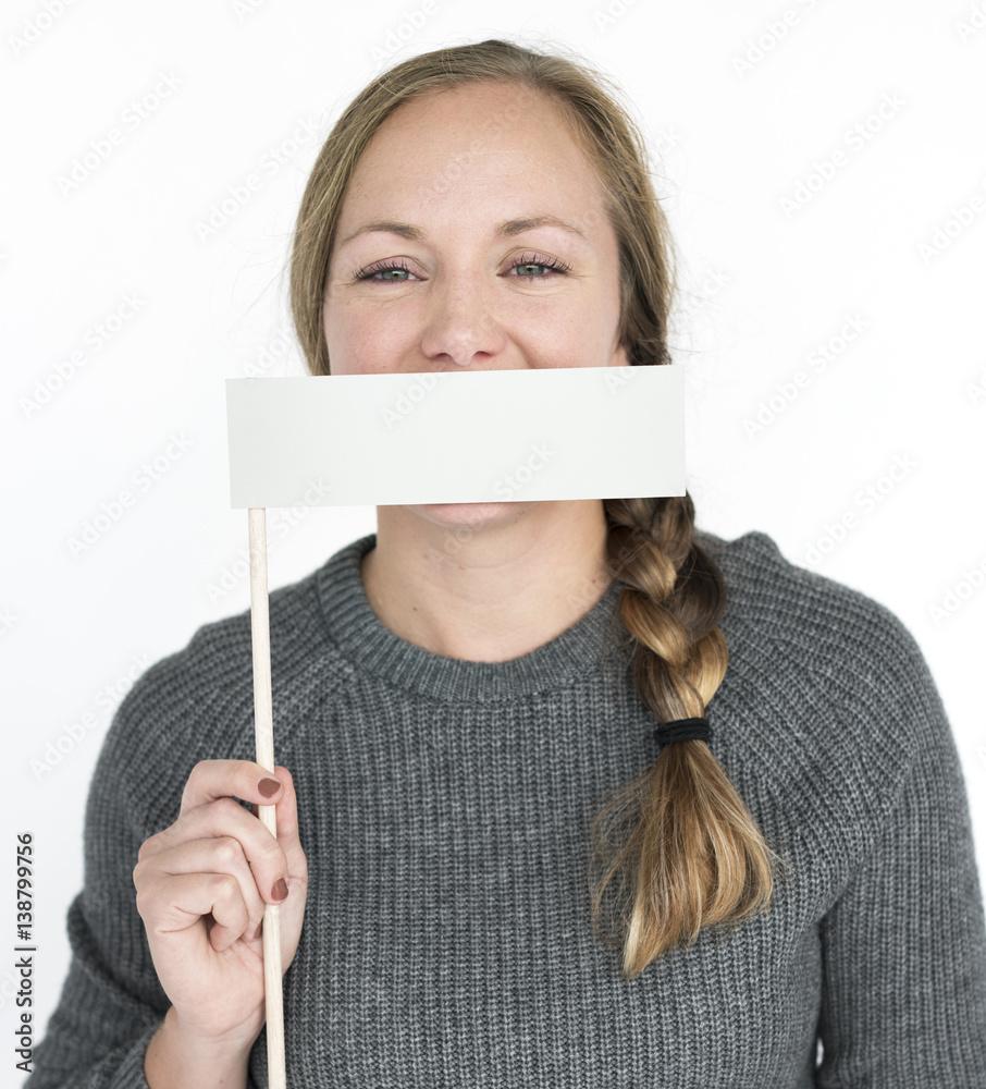 Woman Cover Mouth Portrait Concept