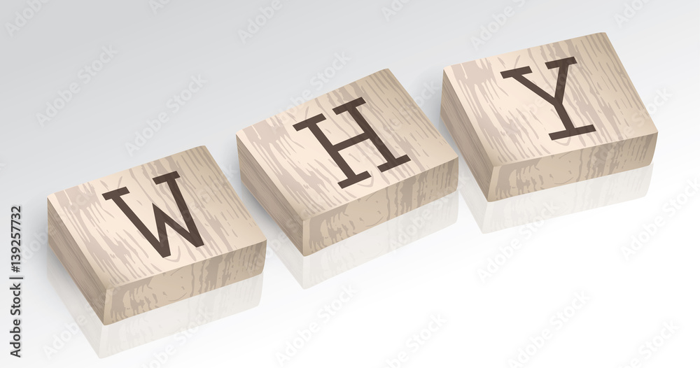 Word WHY composed from alphabet blocks vector illustration