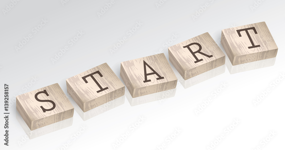 Word START composed from alphabet blocks vector illustration