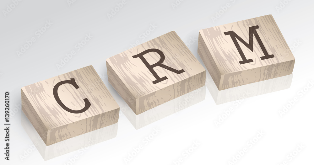 Word CRM composed from alphabet blocks vector illustration