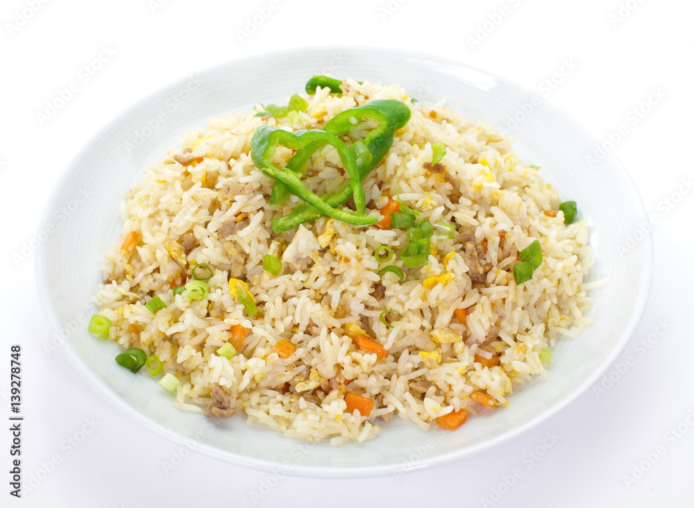 Frird rice with pork and mix vegetable