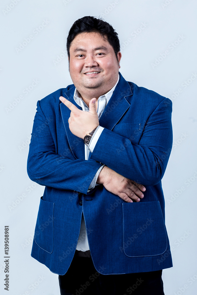 fat asian business man with shirt isolate on white background