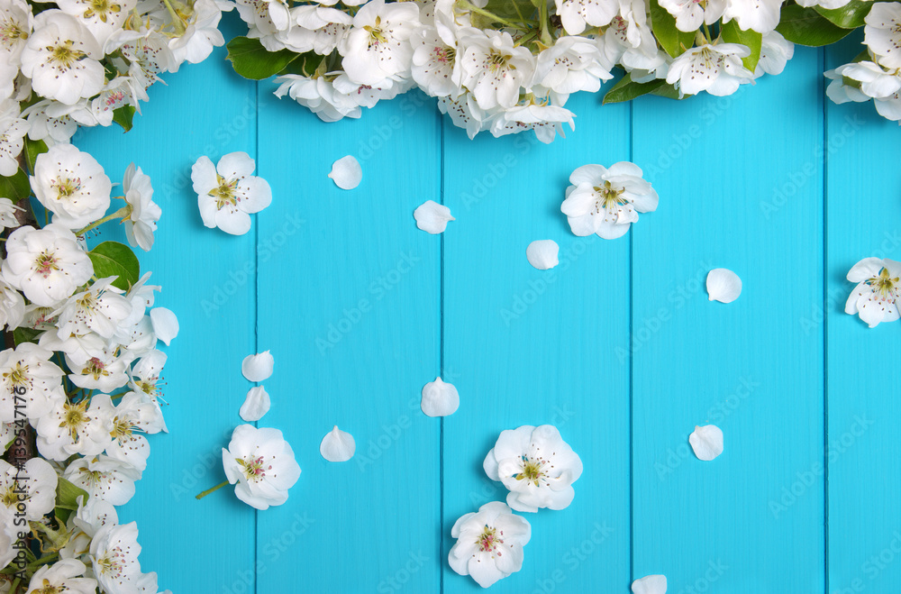  Spring flowers on wood