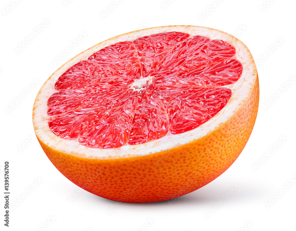 Grapefruit isolated on white background. Half of fresh fruit. With clipping path.