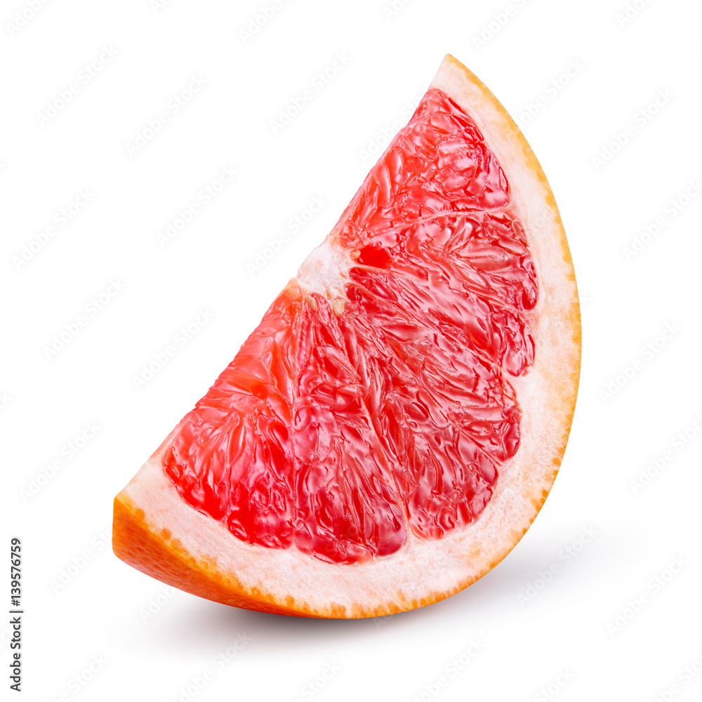 Grapefruit isolated on white background. Piece of fresh fruit. With clipping path.