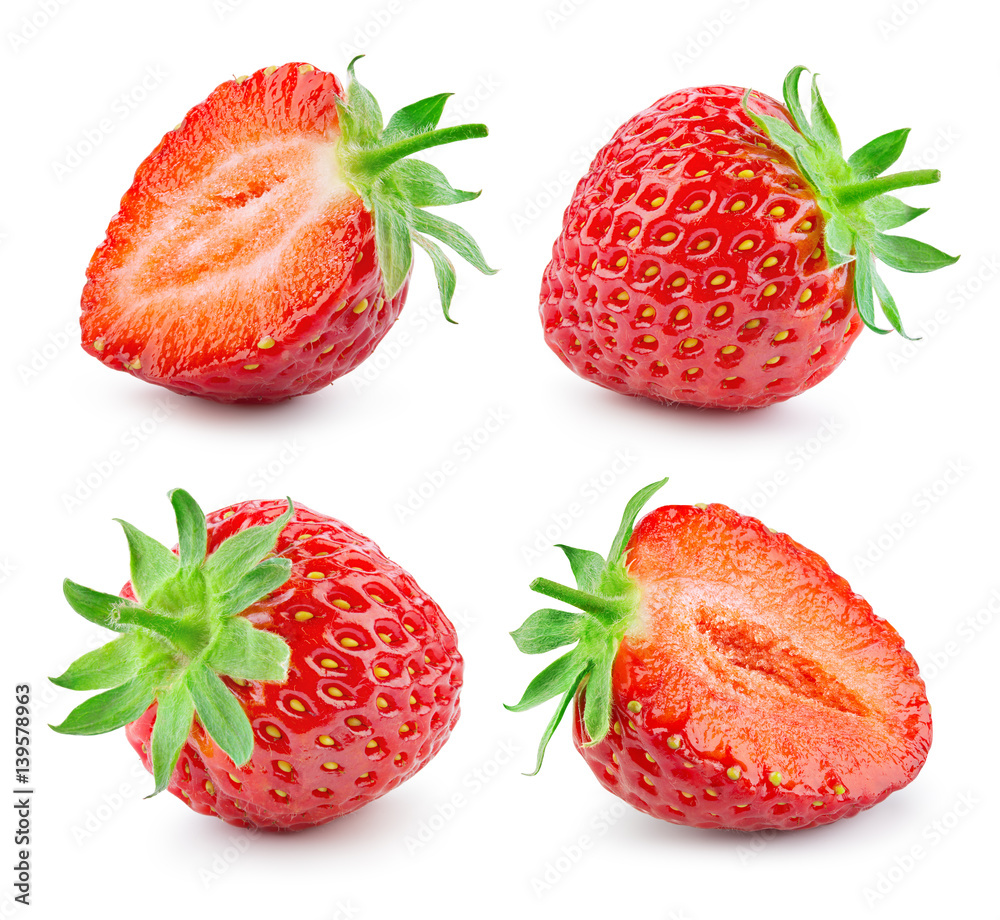 Strawberry. Fresh ripe berry isolated on white background. Collection.