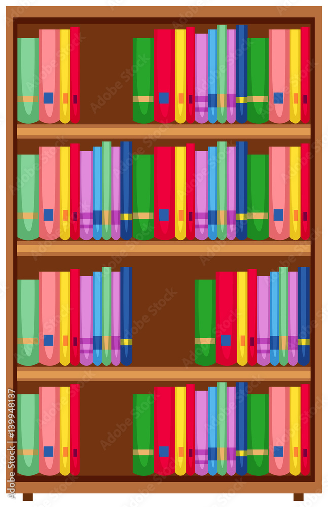 Books on the shelves